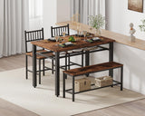 Garvee Ensemble de table à manger moderne 4 pièces, table rectangulaire 119 cm avec banc de rangement, MDF et acier, cuisine et appartement