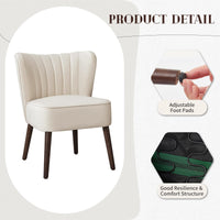 Fauteuil de salon moderne Garvee en velours, pieds réglables, dossier ergonomique, pieds en bois, beige, pour salle à manger ou chambre.