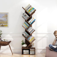 Étagère Garvee en forme d'arbre, 8 niveaux, robuste et peu encombrante, en MDF, style vintage, idéale pour le salon et la chambre d'enfant, 37,8 cm (P) x 20,6 cm (L) x 131 cm (H)