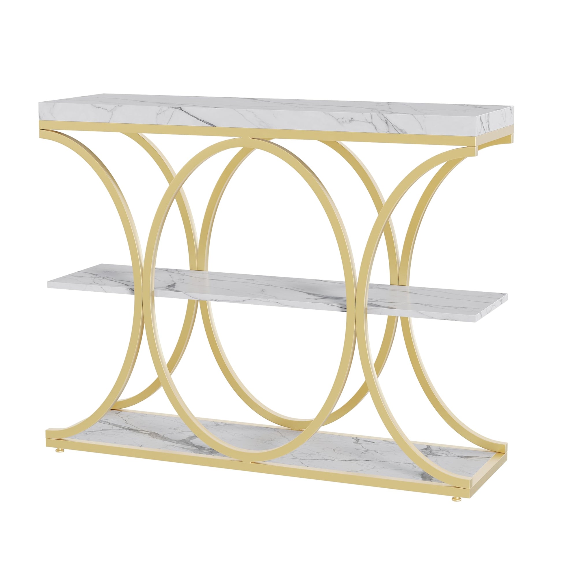 Console Garvee 99 cm (39 po), style industriel, 3 niveaux, structure en métal et bois, moderne, idéale pour le salon, le couloir ou l'entrée, gain de place, noire