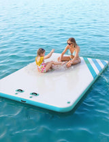 Garvee Plateforme Flottante Gonflable 244 x 183 cm avec Échelle Souple, Surface Antidérapante en PVC Résistant, pour Piscine et Plage - Vert