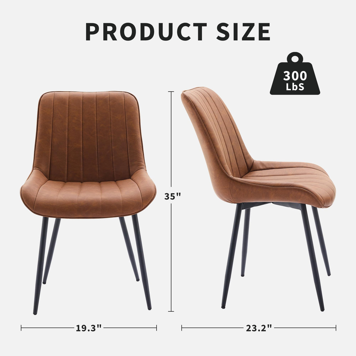 Ensemble de 2 chaises de salle à manger modernes Garvee, revêtues de cuir PU, pieds en métal, stables, confortables et polyvalentes, idéales pour la cuisine ou un café, couleur noire.