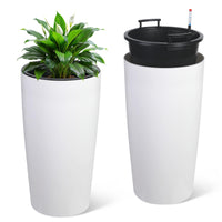 Garvee Lot de 2 jardinières d'extérieur de 76 cm de haut avec indicateur de niveau d'eau et arrosage automatique pour terrasse et jardin, en plastique résistant aux intempéries, noir