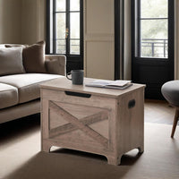 Banc de rangement Garvee avec verrou de sécurité, coffre en bois de style campagnard pour entrée et chambre, gris