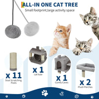 Arbre à chat Garvee pour grands chats, 188 cm, stable et sécuritaire, avec 11 poteaux à griffer et un hamac. Mobilier d'intérieur pour chat, en bois et peluche.