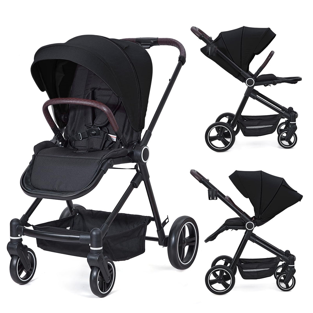 Poussette Garvee 3-en-1 – Avec harnais à 5 points, dossier réglable et design confortable