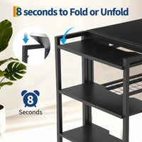 Bureau pliant Garvee 35 pouces avec étagère pour bureau et maison, gain de place, robuste, panneaux de particules P2, structure métallique, 35 x 20 pouces, noir