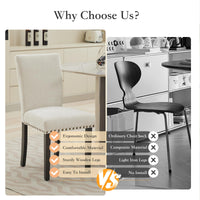 Ensemble de 2 chaises de salle à manger rembourrées Garvee, style moderne, garniture cloutée, tissu, ergonomiques, pieds en bois, beige, pour la cuisine et la salle à manger
