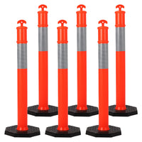 Poteau de délimitation Garvee 45 orange avec collerette réfléchissante pour la signalisation routière et les chantiers, résistant aux chocs, portable, en polyéthylène.