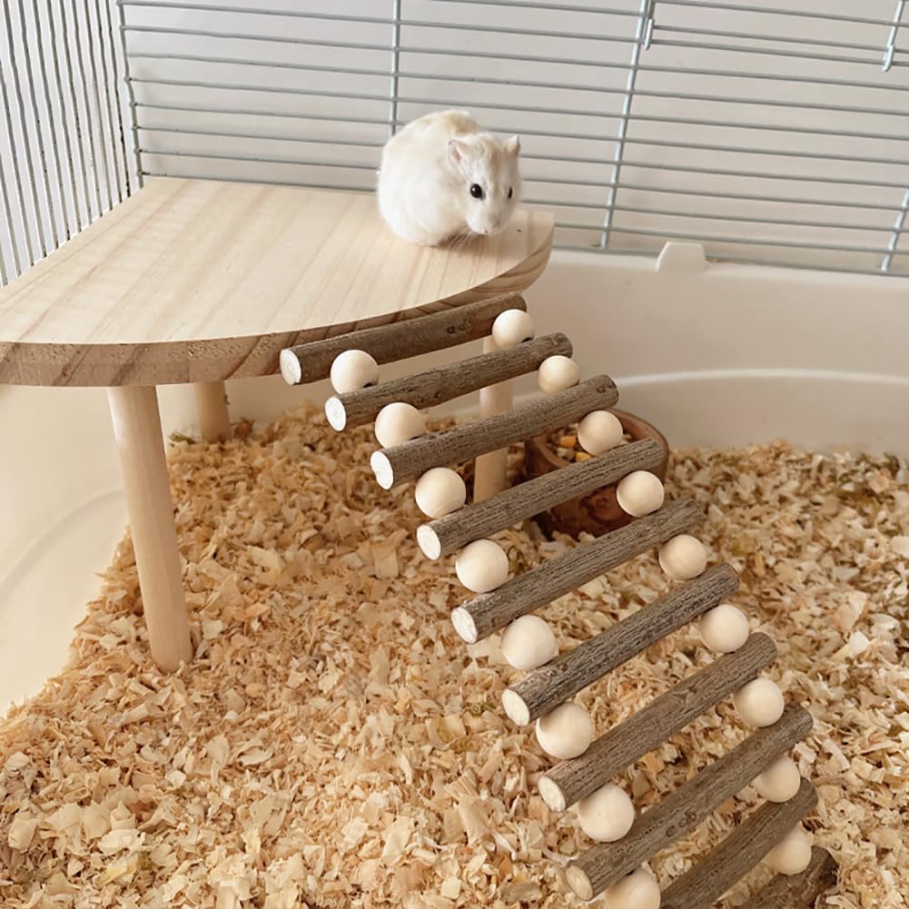 Plateforme d'escalade en bois Garvee pour hamsters, support et étagère en bois, jouet d'escalade Golden Bear à plusieurs niveaux, bois naturel marron