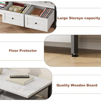 Meuble TV industriel Garvee avec 2 tiroirs pour salon, 200 cm (79 pouces), marron rustique