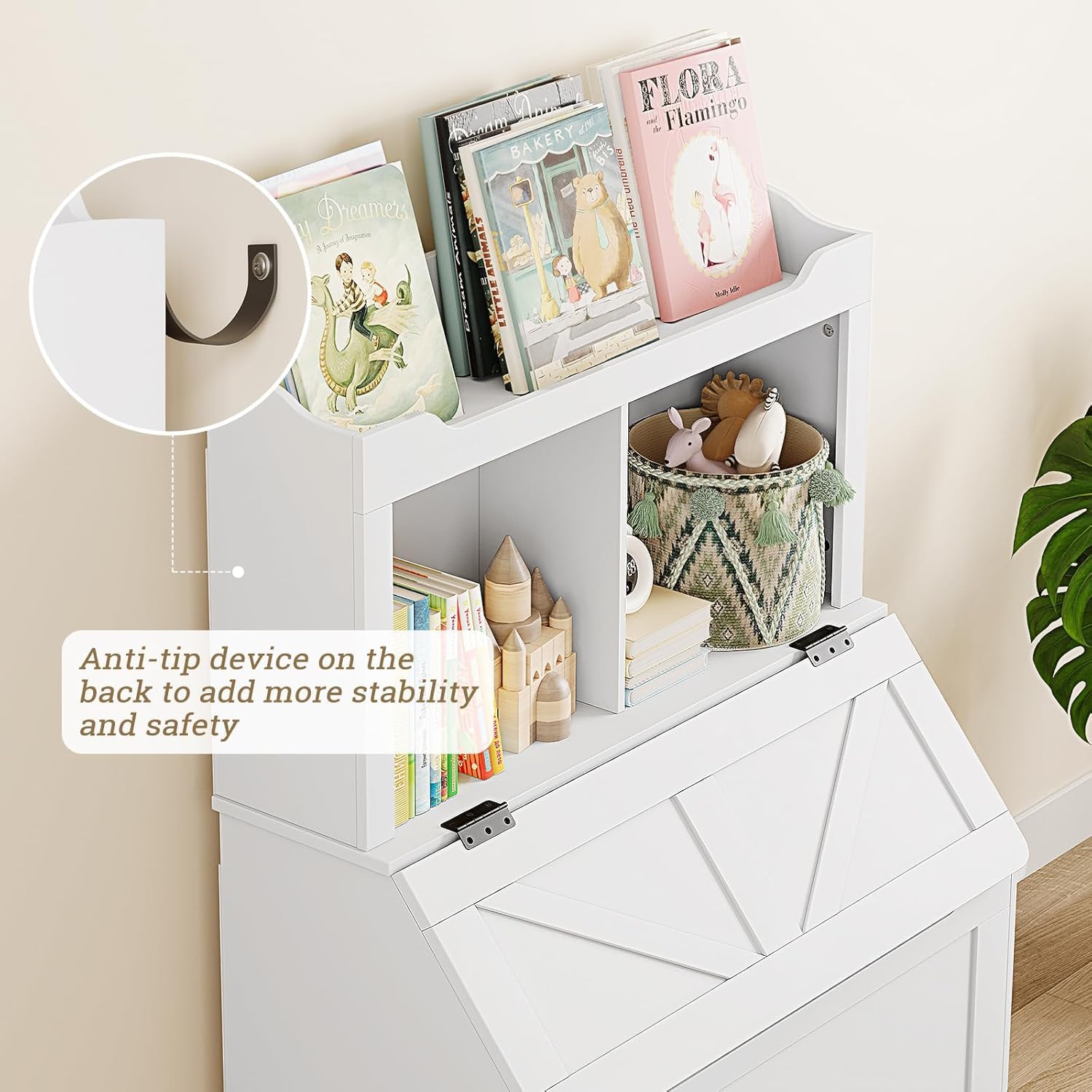 Bibliothèque pour enfants Garvee avec rangement pour jouets, 2 niveaux, en bois, robuste, résistante aux rayures et à l'eau, pour salles de jeux et chambres d'enfants