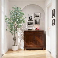Eucalyptus artificiel Garvee 180 cm, en polyéthylène résistant aux intempéries, pour une utilisation intérieure et extérieure, blanc.