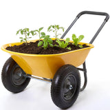 Garvee Chariot de Jardin à 2 Roues, Capacité de Charge de 272 kg, Bac en Polyéthylène, Cadre en Acier, 66 × 124 cm, pour Jardin et Extérieur, Jaune - Jaune