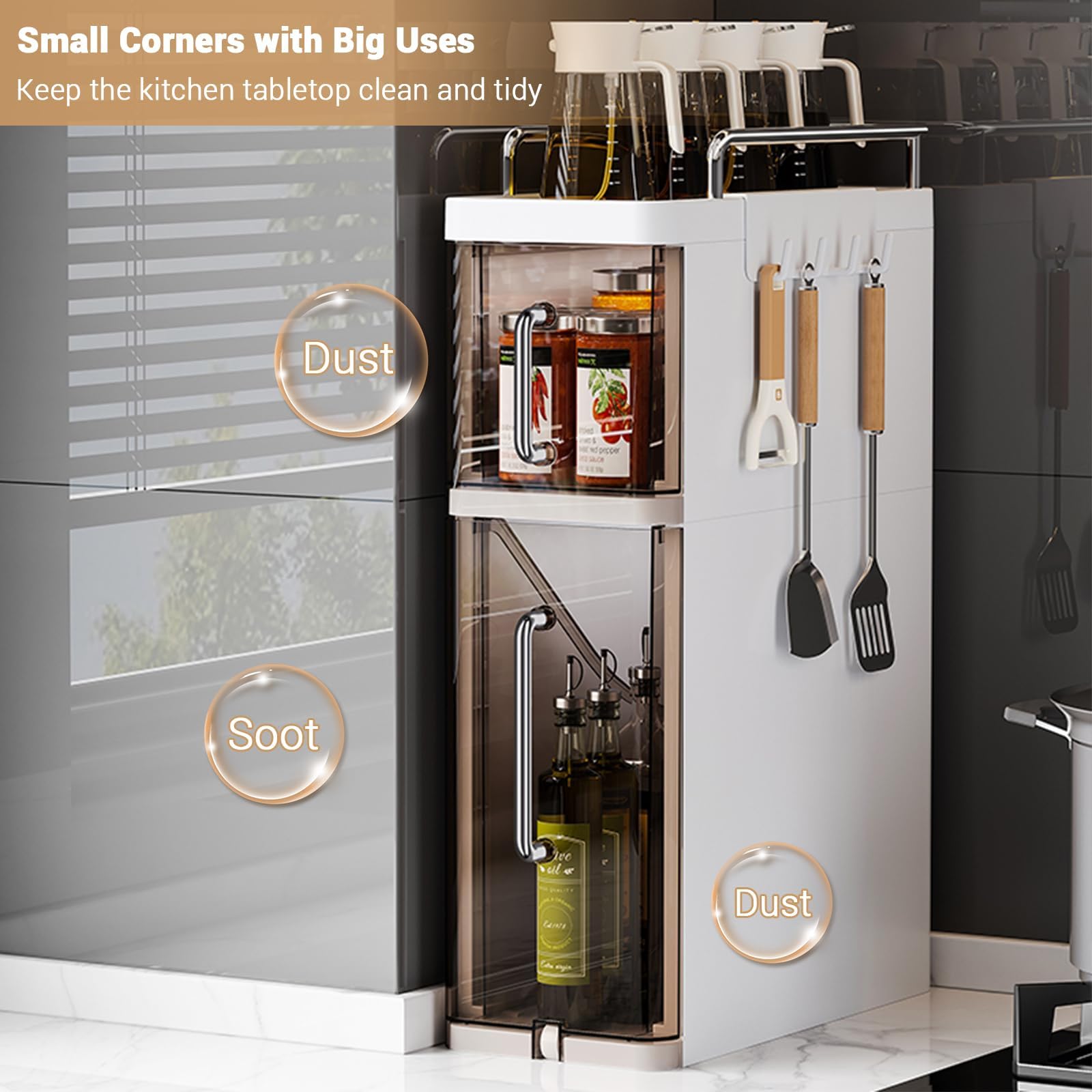 Étagère à épices Garvee à 3 niveaux avec tiroir, gain de place, robuste, pour la cuisine et la salle de bain, compacte et polyvalente
