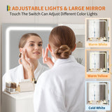 Garvee bureau de maquillage moderne blanc avec miroir LED, 3 éclairages réglables, 4 tiroirs, prises intégrées, tabouret de rangement pour chambre - Blanc