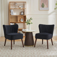 Fauteuil de salon moderne Garvee, fauteuil d'appoint style milieu du siècle, revêtement en velours, pieds réglables, pieds en bois noir pour salon et salle à manger