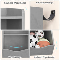 Meuble de rangement pour jouets Garvee gris pour enfants, étagère à 3 niveaux, robuste, anti-basculement, 5 étagères, chambre et salle de jeux, bois, gris