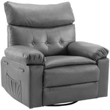 Garvee Fauteuil relax XL en cuir PU, chauffant et massant, assise large de 69 cm, gris, pour salon et chambre - Gris