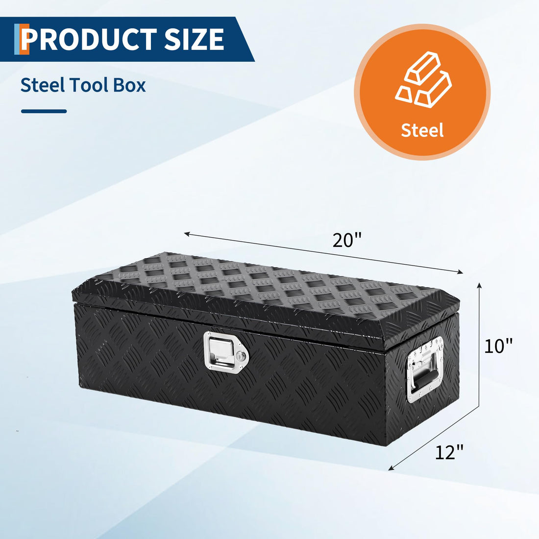 Garvee coffre à outils 50,8 cm pour camions, en tôle d'aluminium striée, étanche, verrouillable, pour camions, remorques, ateliers