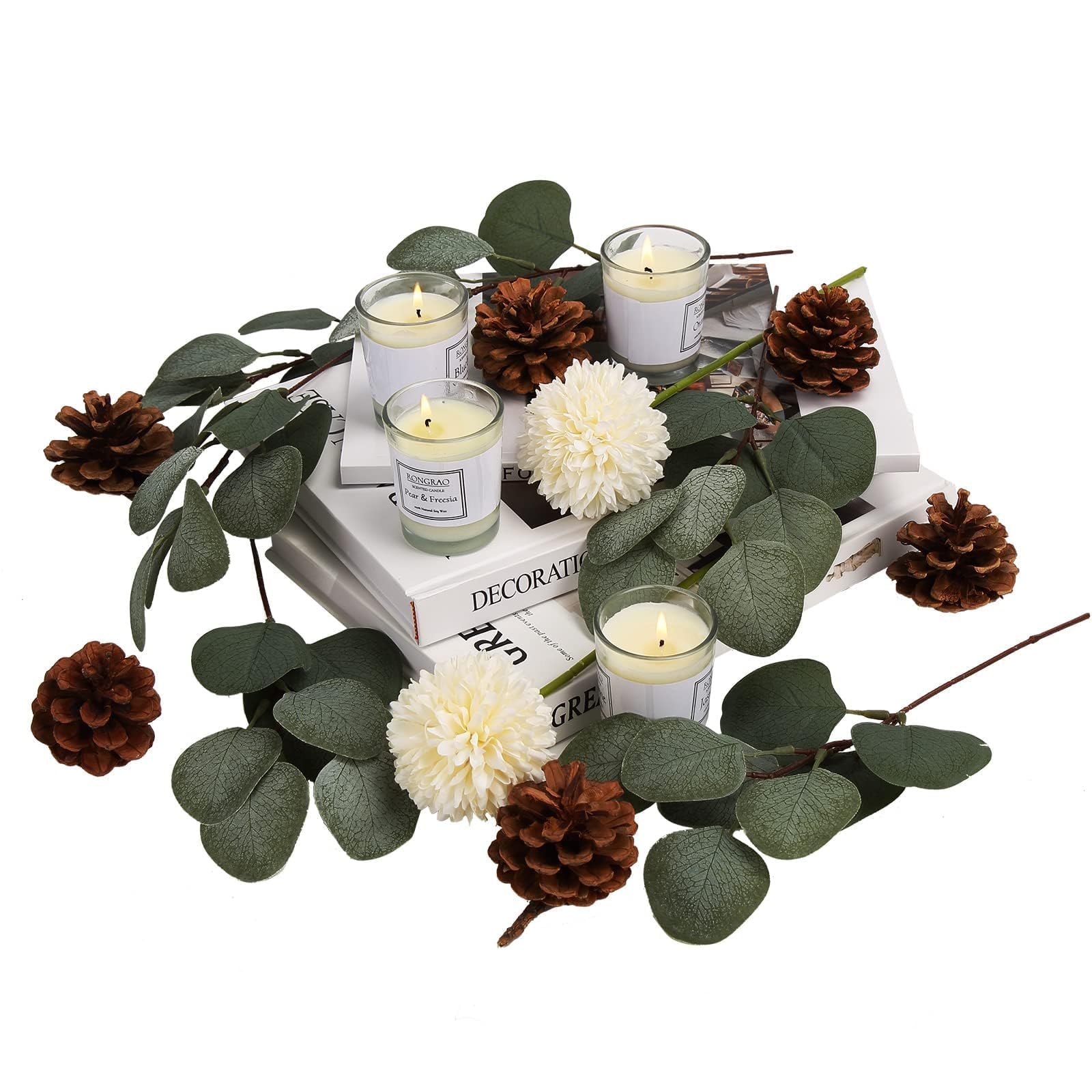 Garvee Lot de 6 branches et feuilles d'eucalyptus artificielles vertes pour décoration de mariage, fête, décoration de table, jardin, 29 cm