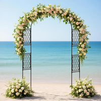 Arche de jardin en métal Garvee 220 x 119 cm, treillis pour plantes grimpantes, résistante aux intempéries et stable, noire, arche extérieure pour fêtes, mariages et jardin.