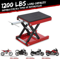 Garvee Cric élévateur professionnel pour moto, support de maintenance jusqu’à 544 kg, plateforme antidérapante, hauteur réglable, idéal atelier et garage