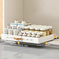 Tiroir télescopique Garvee, largeur réglable 35-51 cm, métal, tiroir de cuisine extensible, blanc