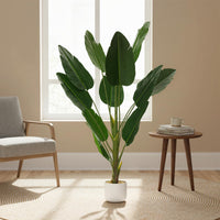 Bananier artificiel Garvee de 1,2 m avec pot en ciment robuste, résistant aux UV, en PEVA, pour la décoration du salon ou du bureau (vert).