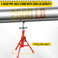Support de levage de tuyaux Garvee à tête en V, robuste, 1134 kg (2500 lb), réglable de 71 à 132 cm (28 à 52 pouces), en acier, pliable, pour le soudage et la réparation automobile