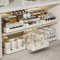 Garvee organisateur de placard de cuisine à tiroir télescopique extensible, 20 cm l x 43 cm p x 7 cm h, noir. installation sans perçage ni clouage