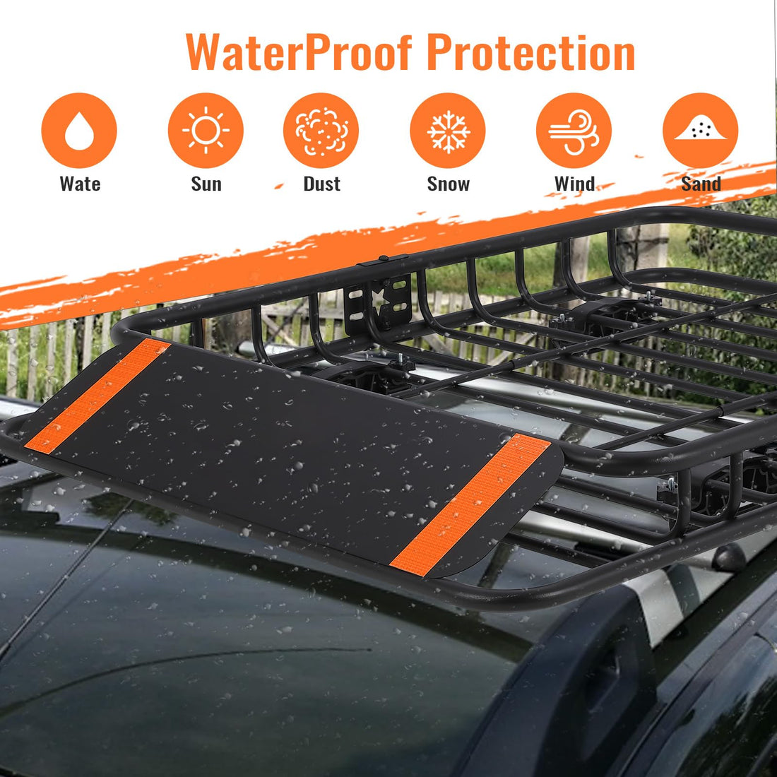 Garvee Panier de toit universel 130 x 91 x 13 cm, charge maximale 91 kg, structure en acier robuste et sécurisée pour voiture, SUV, pick-up et camping
