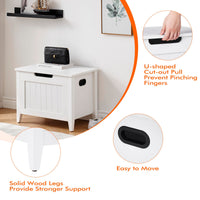 Banc de rangement Garvee avec charnières de sécurité, plateau rabattable de 60 cm, pieds en bois, blanc, pour entrée et salon