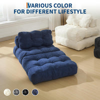 Canapé-lit 3 en 1 Garvee avec coussins et dossier pour salon et chambre, 86 cm, bleu marine, mousse confort, tissu velours côtelé