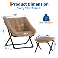 Fauteuil confortable Garvee surdimensionné en fausse fourrure, structure en métal, pliable, multicolore, pour salon et chambre à coucher
