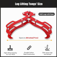 Garvee Pince de levage pour grumes 71 cm, grappin 4 griffes robuste, design Eagle Claws, capacité 2 000 à 2 495 kg, pour débardage et manutention du bois.