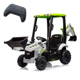 Garvee Tracteur Électrique pour Enfant 4-en-1 12 V avec Pelle, Fonction Excavatrice, Véhicule de Chantier pour Jeux en Plein Air, Blanc - Blanc