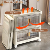 Garvee Boîtes de rangement empilables avec couvercles, roulettes, pliables, en plastique PP, robustes et mobiles, idéales pour la maison et le bureau.