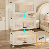 Garvee Armoire pliable avec 2 penderies et 1 meuble de rangement, 70 x 41,5 x 190,9cm, plastique, imperméable, combinaisons flexibles, avec roulettes