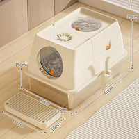 Bac à litière pour chat Garvee en acier inoxydable avec couvercle, extra large, double entrée, robuste, 60 x 40 x 39 cm, argent