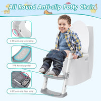 Siège de toilette enfant Garvee avec marchepieds, hauteur réglable, pliable, rembourré en PU, antidérapant, pour garçons et filles, blanc