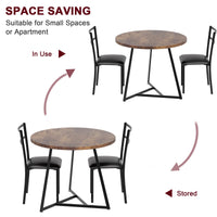 Ensemble table et chaises rondes Garvee pour 2 personnes, en MDF et métal, style rétro marron, gain de place idéal pour les petits appartements.