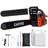 Garvee Tronçonneuse Thermique 58 cm³ 2 Temps, Puissante et Rapide, Poignée Ergonomique Antidérapante, Frein de Chaîne, 7 kg, Entretien des Arbres
