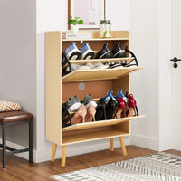 Meuble à chaussures Garvee avec 2 tiroirs pliables en rotin pour entrée et couloir, 98 x 60 x 23,5 cm, inodore, gain de place