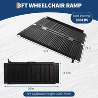 Rampes d'accès portables pour fauteuils roulants Garvee, 91 cm (3 pi), pliables en aluminium, capacité de 363 kg (800 lb), antidérapantes, noires, pour marches d'escalier et seuils de porte.