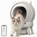 Garvee bac à litière automatique autonettoyant pour chat, 65 L avec bac à déchets 8 L, Wi‑Fi 2,4 GHz, 9 capteurs de sécurité, Blanc - 