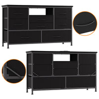 Garvee commode à 8 tiroirs, 3 prises électriques et 2 ports USB, meuble TV avec éclairage LED pour chambre, salon ou entrée, 120 cm, noir