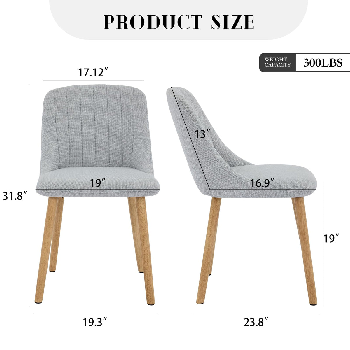 Garvee Ensemble de 2 chaises de salle à manger avec revêtement en tissu moderne, dossier ergonomique, structure en chêne massif, pieds antidérapants, supporte jusqu'à 136 kg, coloris neutre. Idéales pour la cuisine et la salle à manger.