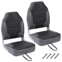 Garvee Lot de 2 sièges de bateau pliables à dossier haut, mousse épaisse, revêtement PVC résistant, pour pêche et promenade, installation facile