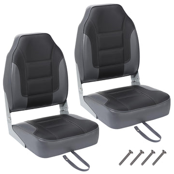 Garvee Lot de 2 sièges de bateau pliables à dossier haut, mousse épaisse, revêtement PVC résistant, pour pêche et promenade, installation facile
